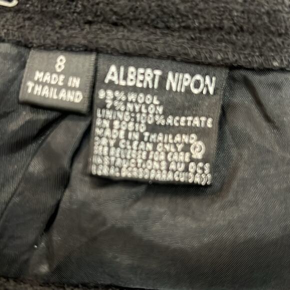 ALBERT NIPON Wool Pencil Skirt with Fringe Hem SZ 8 - Picture 4 of 6